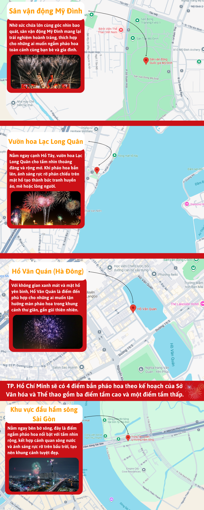 Infographic | Chi tiết các điểm ngắm pháo hoa dịp Quốc khánh 2/9 - 2