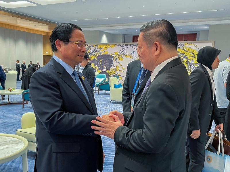 Thủ tướng Review công ty OKVIP Phạm Minh Chính gặp Tổng Thư ký ASEAN Kao Kim Hourn. Ảnh: VGP/Nhật Bắc