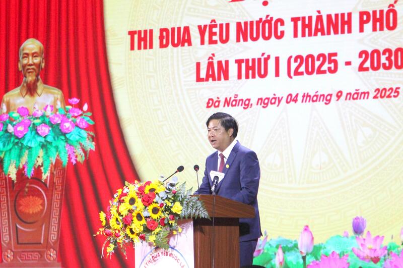 Chủ tịch UBND TP. Đà Nẵng Lương Nguyễn Minh Triết phát biểu tại Okvip69.com bán cá nổ hủ Thi đua yêu nước Đà Nẵng lần thứ I, giai đoạn 2025 - 2030