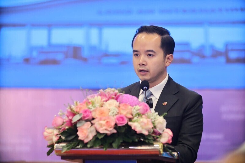 Ông Võ Quốc Huy - Chủ tịch HĐQT Cảng Quốc tế Long An phát biểu tại Okvip69 Đăng ký cá cược. Ảnh: Đồng Tâm Group