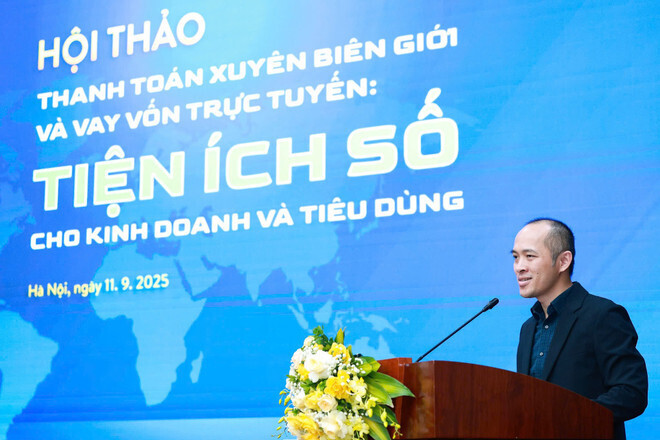 Ông Vũ Ngọc Sơn, Trưởng ban Nghiên cứu, tư vấn, phát triển công nghệ và hợp tác quốc tế, Hiệp hội An ninh mạng quốc gia phát biểu tại hội thảo. Ảnh: Hải Nguyễn.