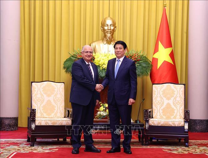 Chủ tịch nước Lương Cường tiếp Bộ trưởng Bộ Quốc phòng Thổ Nhĩ Kỳ Yasar Guler. Ảnh: Văn Điệp/TTXVN