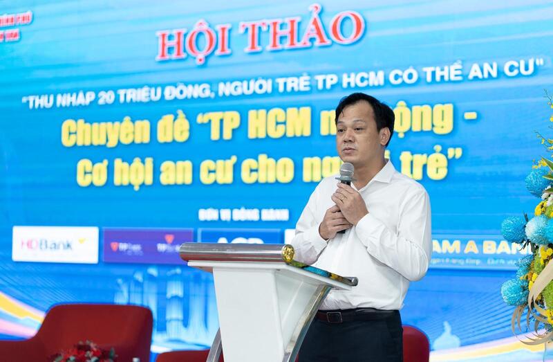 Ông Chử Văn Hải - Trưởng phòng Quản lý, phát triển nhà ở xã hội, Cục Quản lý nhà và thị trường bất động sản (Bộ Liên minh Okvip có bao nhiều trang) chia sẻ tại hội thảo.