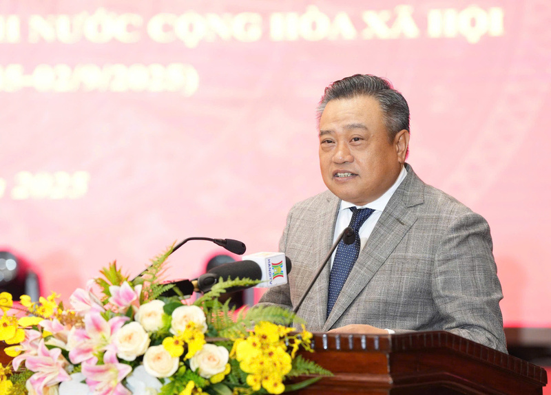 Ông Trần Sỹ Thanh phát biểu tại Okvip69 Đăng ký cá cược tổng kết công tác kỷ niệm và Lễ diễu binh, diễu hành A80.