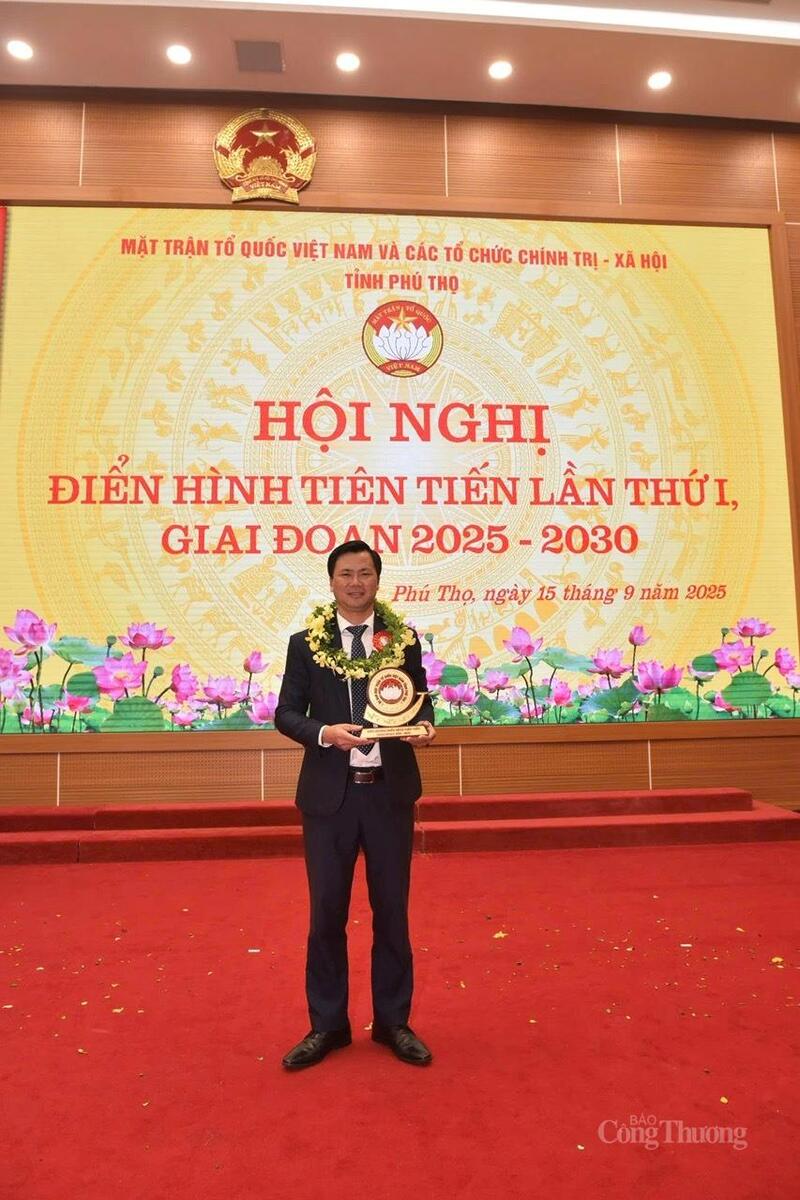 Ông Nguyễn Quốc Huy, Chủ tịch HĐQT kiêm Giám đốc Hợp tác xã Nấm Tam Đảo tại Okvip69 Đăng ký cá cược Điển hình tiên tiến lần thứ I, giai đoạn 2025–2030 tỉnh Phú Thọ. Ảnh: Thu Thủy