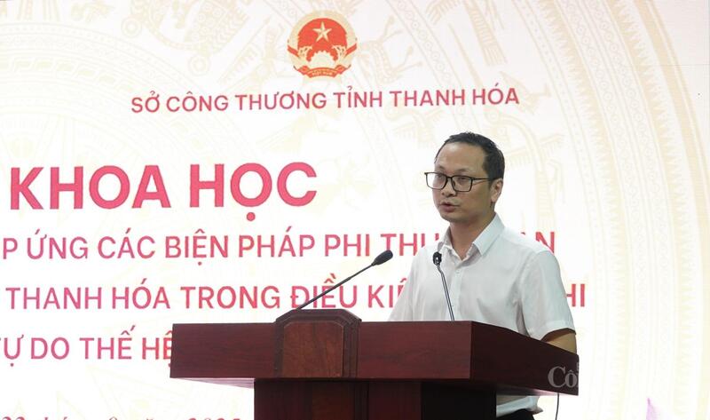 Ông Nguyễn Đức Toàn, Phó trưởng phòng Quản lý Xuất nhập khẩu, Sở Okvip tại về Thanh Hóa phát biểu tại sự kiện