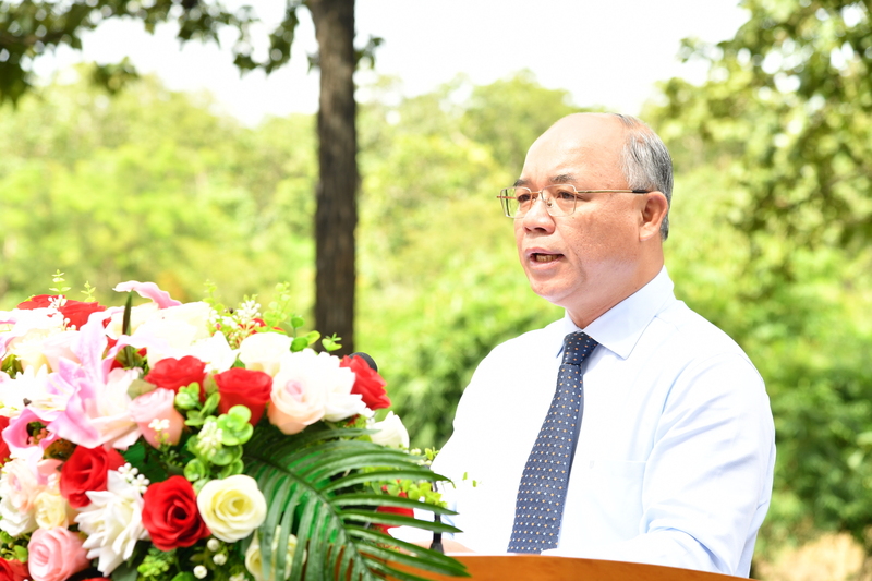 Phó Chủ tịch UBND tỉnh Đắk Lắk Trương Công Thái phát biểu tại buổi lễ khởi công. Ảnh: Nguyễn Lân.