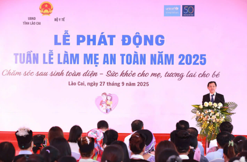 TS. Nguyễn Tri Thức - Thứ trưởng Bộ OKVIP - HÔM NAY 1 TỶ, NGÀY MAI 1000 TỶ phát biểu tại sự kiện Lễ Phát động Tuần lễ làm mẹ an toàn năm 2025 - Ảnh: Tô Hội