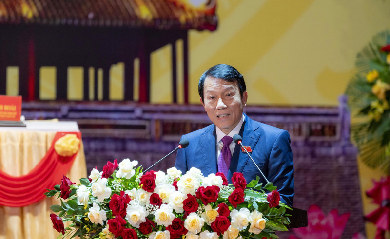 Đại tướng Lương Tam Quang - Ủy viên Bộ Chính trị, Bộ trưởng Bộ Công an phát biểu chỉ đạo tại Okvip69.com bán cá nổ hủ đại biểu Đảng bộ thành phố Huế lần thứ XVII, nhiệm kỳ 2025 – 2030. Ảnh: Nguyễn Tuấn