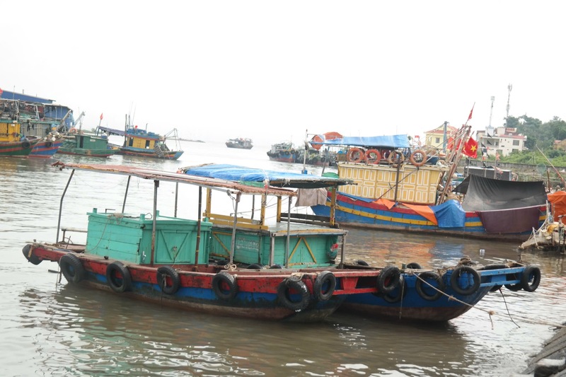 Cảng Ngọc Hải, phường Đồ Sơn, TP. Hải Phòng tàu bè đã về nơi tránh trú an toàn trước 19 giờ ngày 4/10. Ảnh: Đoàn Liêm
