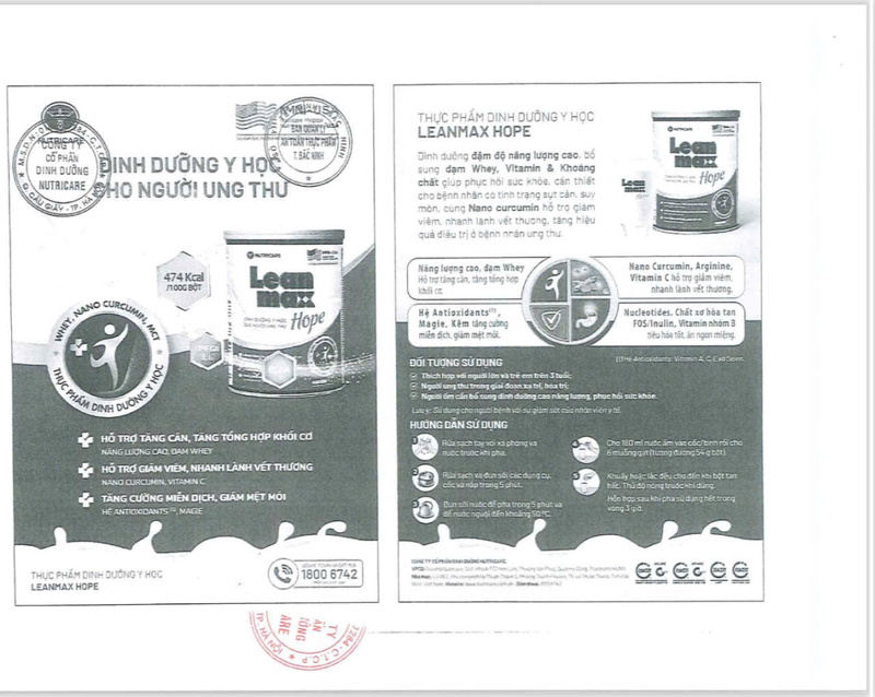 Nội dung quảng cáo Okivip Nổ Hũ, Bắn Cá, Thể Thao, Game Bài dinh dưỡng y học Leanmax Hope mà Nutricare cung cấp.