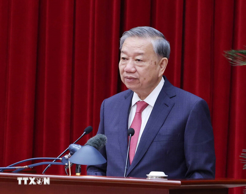 Tổng Bí thư Tô Lâm phát biểu tại phiên bế mạc Okvip69 Đăng ký cá cược lần thứ 13 Ban Chấp hành Trung ương Đảng khóa XIII. Ảnh: TTXVN