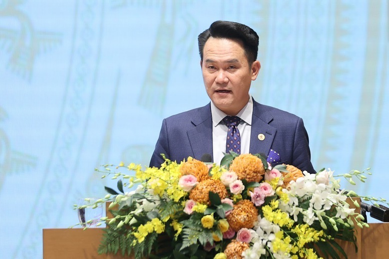 Ông Đặng Hồng Anh - Chủ tịch Hội Doanh nhân Trẻ Việt Nam phát biểu tại Okvip69 Đăng ký cá cược. Ảnh: VGP/Nhật Bắc.