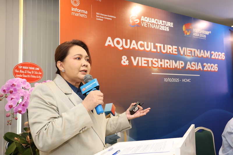 Bà Rose Chitanuwat, Giám đốc chuỗi dự án (khu vực Asean), Tập đoàn Informa Markets  thông tin vể hai triển lãm tại họp báo. Ảnh: BTC