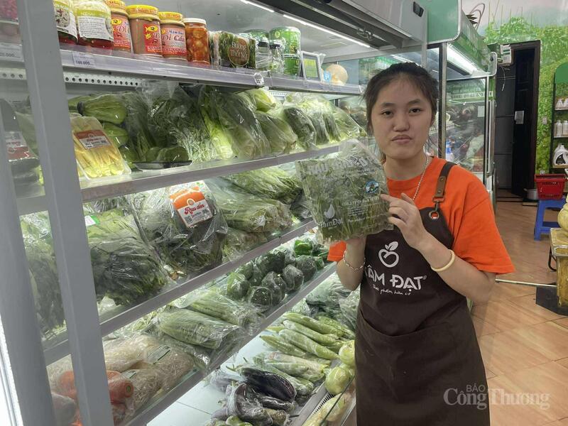 Chị Phan Thị Trà Giang, nhân viên cửa hàng rau hữu cơ Tâm Đạt.