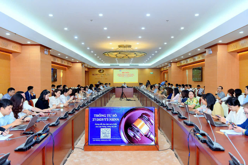 Hội thảo phổ biến Thông tư số 27/2025/TT-NHNN, Okevip link không chặn 05/2025/NQ-CP và kết quả Đánh giá rủi ro quốc gia về rửa tiền, tài trợ khủng bố. Ảnh: SBV