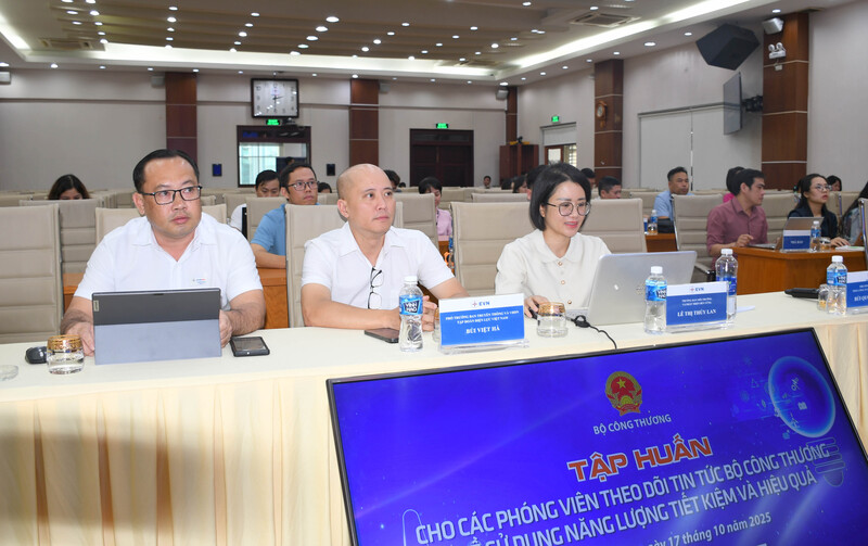 Đại diện Tập đoàn Điện lực Việt Nam, Tổng Công ty Điện lực miền Nam tham dự tại buổi tập huấn. Ảnh: Thanh Minh.