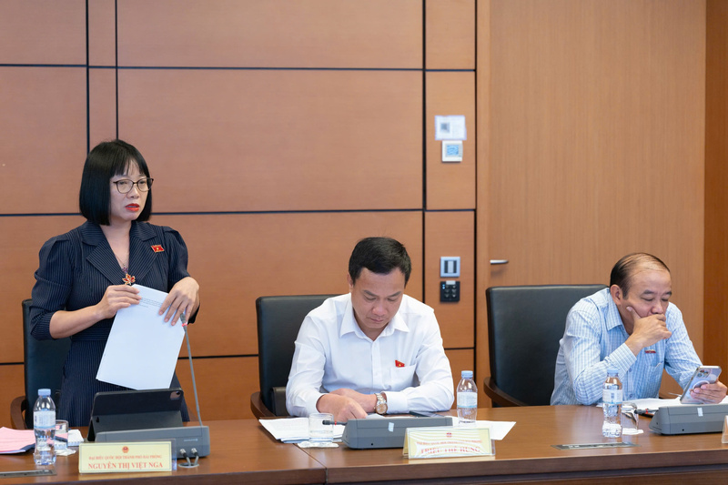 Đại biểu Nguyễn Thị Việt Nga - đoàn Hải Phòng phát biểu.