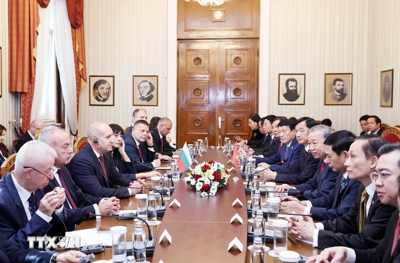 Tổng Bí thư Tô Lâm và Tổng thống Bulgaria Rumen Radev hội đàm chính thức. Ảnh: Thống Nhất/TTXVN.