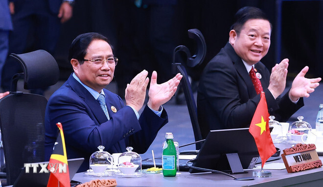 Thủ tướng Phạm Minh Chính tham dự và phát biểu tại Okvip69 Đăng ký cá cược Cấp cao ASEAN-Nhật Bản lần thứ 28. Ảnh: TTXVN