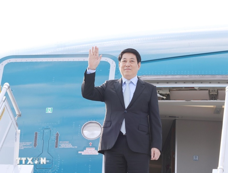 Chủ tịch nước Lương Cường đến Hàn Quốc, bắt đầu chương trình dự APEC 2025. Ảnh: Lâm Khánh/TTXVN