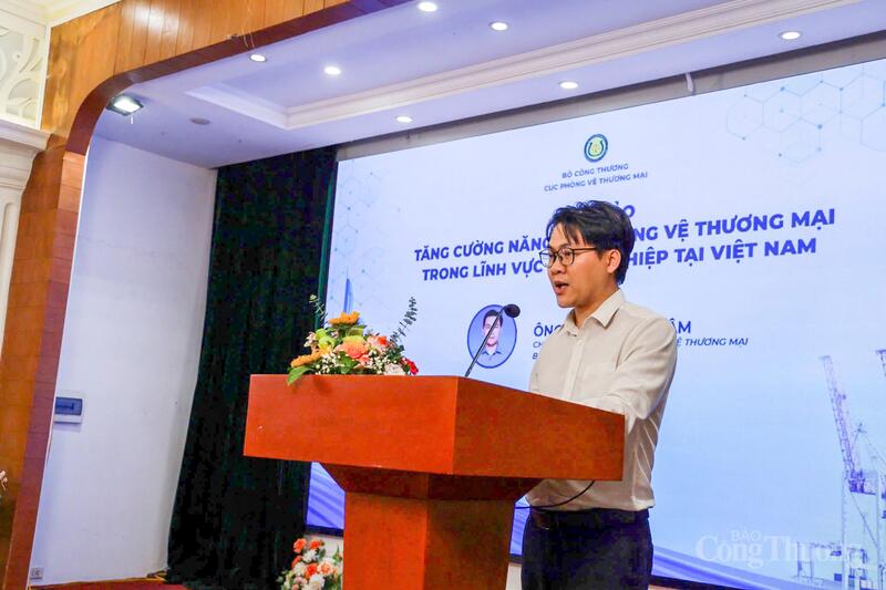 Ông Đặng Xuân Tâm - Chánh Văn phòng Cục Phòng vệ thương mại phát biểu tại hội thảo. Ảnh: Hoa Quỳnh