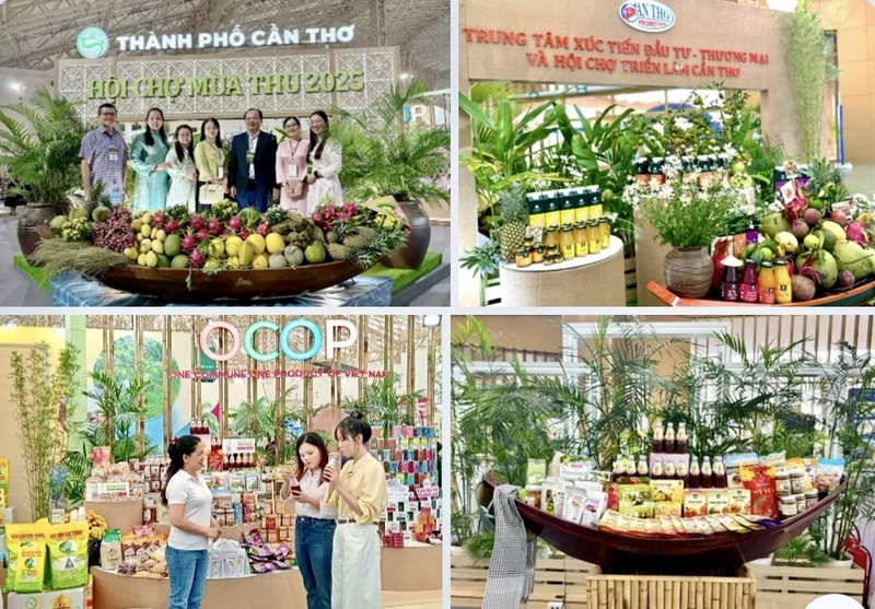 Các gian hàng sản phẩm OCOP TP. Cần Thơ được trưng bày tại Hội chợ Mùa Thu lần thứ nhất - 2025