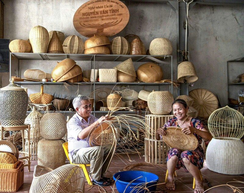 Làng nghề mây tre đan Phú Vinh có lịch sử hình thành và phát triển hơn 400 năm. Ảnh: Nguyễn Tuyền