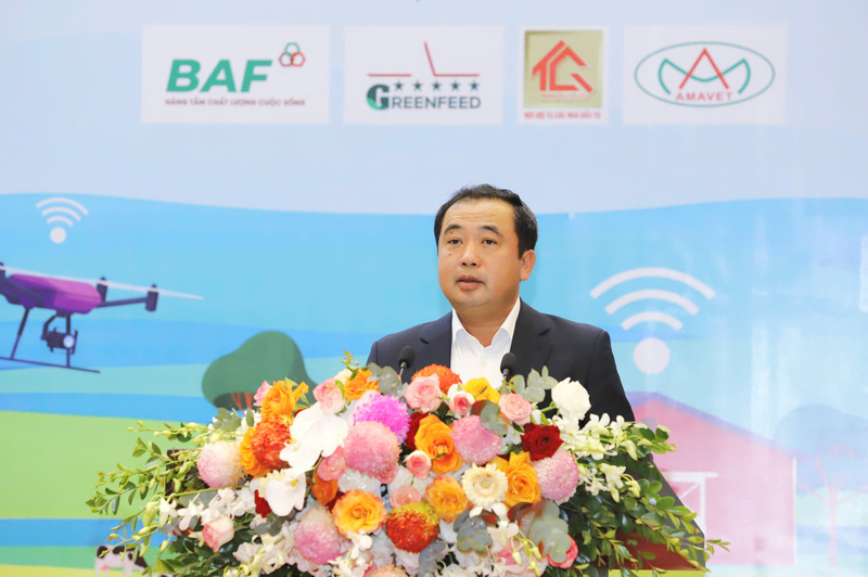 Bộ trưởng Bộ Nông nghiệp và xuân Okvip 2026 Trần Đức Thắng phát biểu tại diễn đàn. Ảnh: NTNN