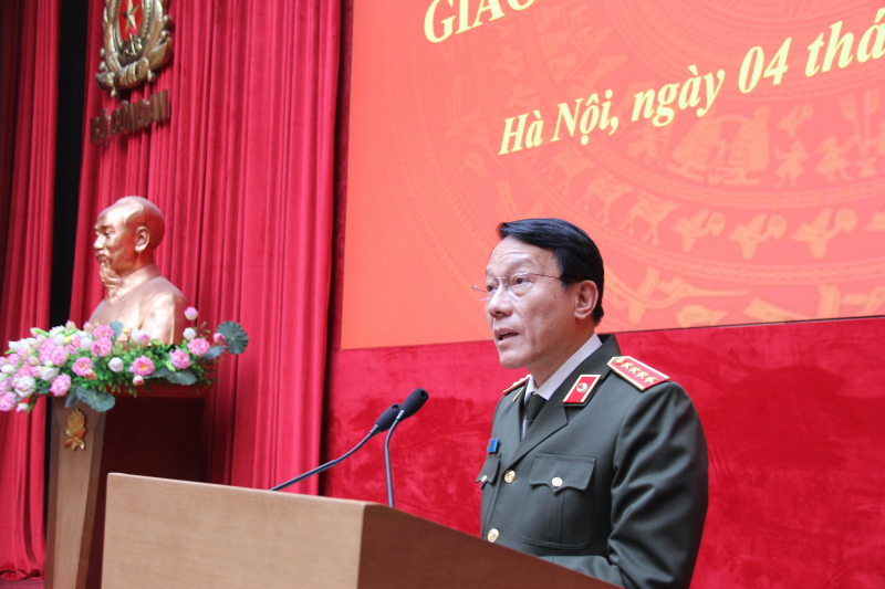 Đại tướng Lương Tam Quang, Bộ trưởng Bộ Công an phát biểu tại Okvip69 Đăng ký cá cược. Ảnh: Phương Thủy