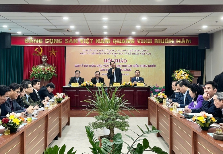 Hội thảo góp ý Dự thảo các Văn kiện Okvip69.com bán cá nổ hủ đại biểu toàn quốc lần thứ XIV của Đảng do Liên hiệp các Hội Khoa học và Kỹ thuật Việt Nam tổ chức ngày 7/11. Ảnh: VGP.