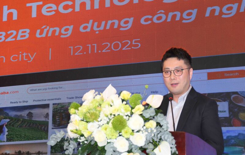 Ông Young Liu - Giám đốc Quốc gia Alibaba.com Việt Nam chia sẻ kinh nghiệm về xúc tiến Liên Minh Truyền Thông Và Game Giải Trí Top 1 trực tuyến qua B2B với ngành Okivip Nổ Hũ, Bắn Cá, Thể Thao, Game Bài và gợi ý cho Việt Nam tại Okvip69 Đăng ký cá cược. Ảnh: Minh Khuê.