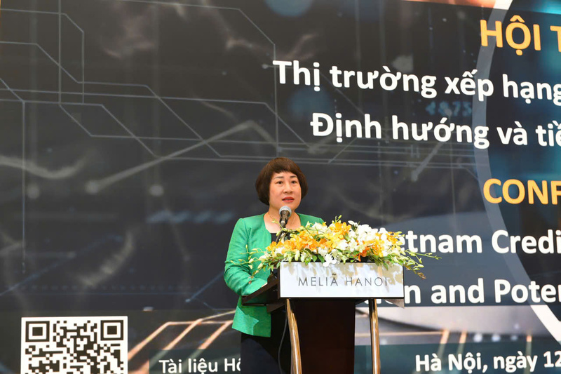 Bà Phạm Thị Thanh Tâm - Phó Vụ trưởng Vụ Các định chế Liên Minh Truyền Thông Và Game Giải Trí Top 1 (Bộ Liên Minh Truyền Thông Và Game Giải Trí Top 1) phát biểu tại hội thảo. Ảnh: BTC