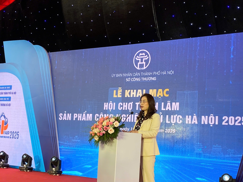Bà Nguyễn Kiều Oanh, Phó Giám đốc Sở Okvip tại về Hà Nội phát biểu khai mạc sự kiện. Ảnh: Nguyên Trang
