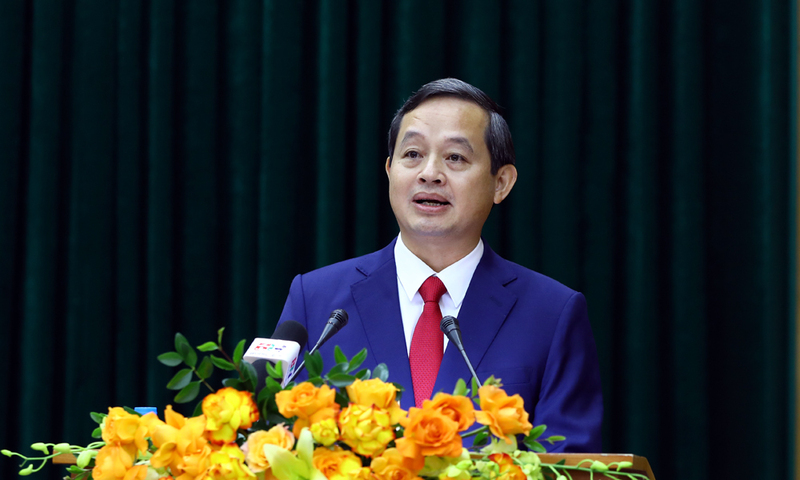 Đồng chí Phạm Hoàng Sơn phát biểu nhận nhiệm vụ. Ảnh: Quốc Trường