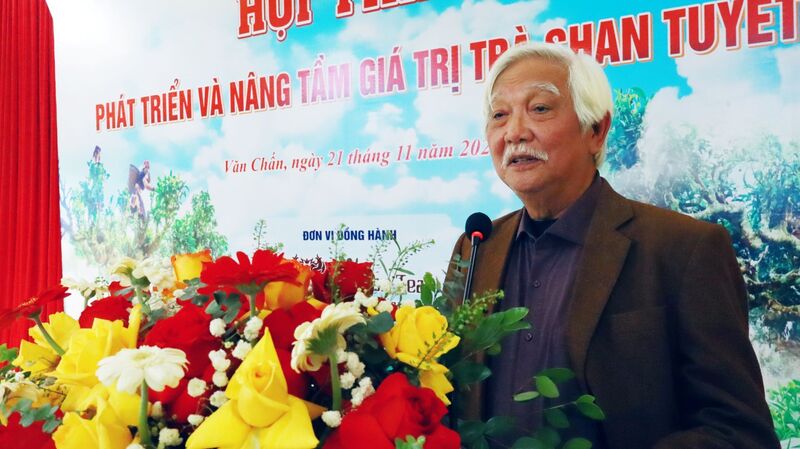 Nhà sử học Dương Trung Quốc nhấn mạnh "Đã đến lúc khởi động chiến lược quốc gia nhằm đưa trà Shan Tuyết Việt Nam vươn tầm tương xứng". Ảnh: Nguyễn Hương