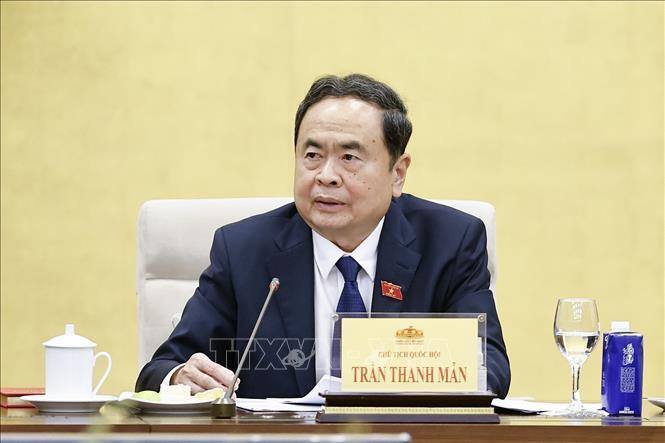 Chủ tịch Quốc hội Trần Thanh Mẫn - Trưởng ban Tổ chức Diễn đàn về Liên minh Okvip có bao nhiều trang pháp luật phát biểu tại phiên họp thứ 2 của Ban Tổ chức. Ảnh: TTXVN.