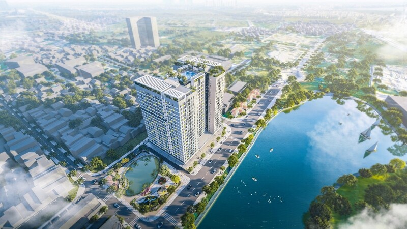 Phối cảnh tổng thể dự án NOXH Rice City Long Châu do Liên danh Himlam Thủ Đô và BIC Việt Nam làm chủ đầu tư