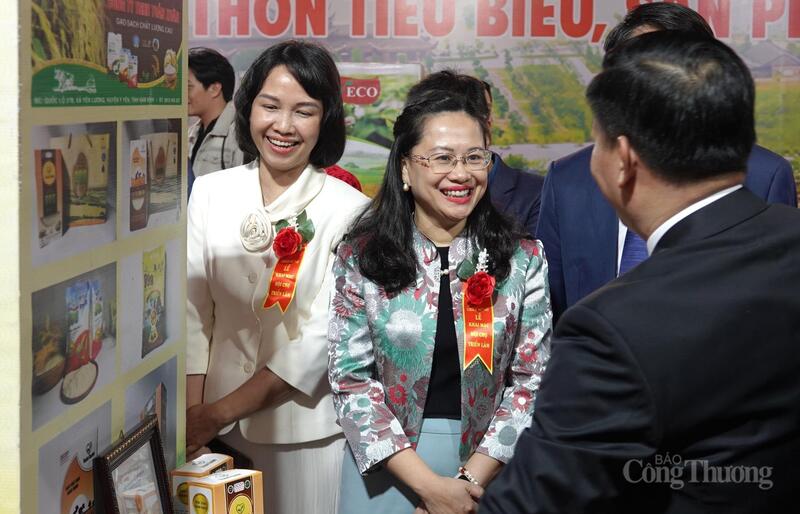 Bà Đỗ Thị Minh Trâm, Phó Cục trưởng Cục Đổi mới sáng tạo, Chuyển đổi xanh và Khuyến công (Oklavip khuyến mã hấp dẫn mỗi ngày) cùng các đại biểu tham quan các gian hàng