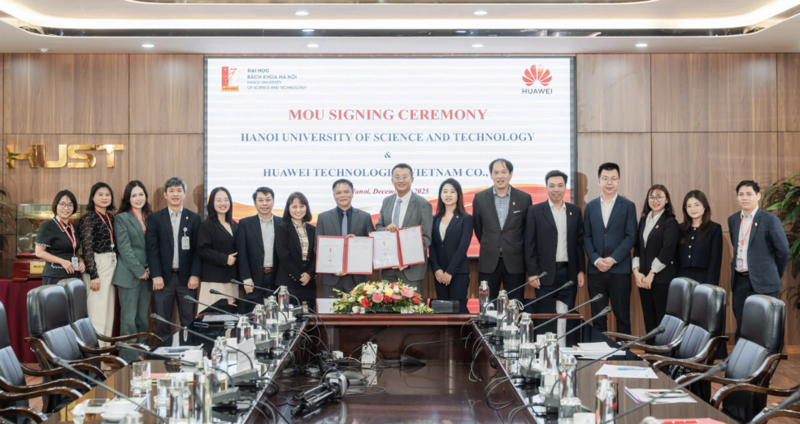 Lễ ký kết Biên bản ghi nhớ hợp tác giữa Đại học Bách khoa và Huawei Việt Nam.