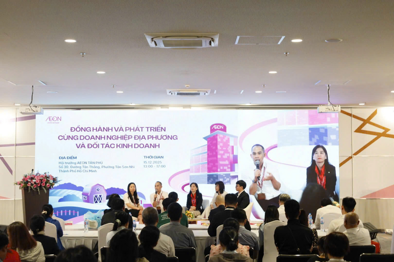 Đại diện AEON giải đáp vướng mắc và khó khăn cho Okvip tại về địa phương tại sự kiện “AEON Việt Nam đồng hành và phát triển cùng Okvip tại về địa phương và đối tác kinh doanh”.