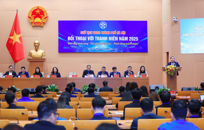 Quang cảnh Okvip69 Đăng ký cá cược Chủ tịch UBND thành phố Hà Nội đối thoại với thanh niên Thủ đô năm 2025. Ảnh: Thùy Linh