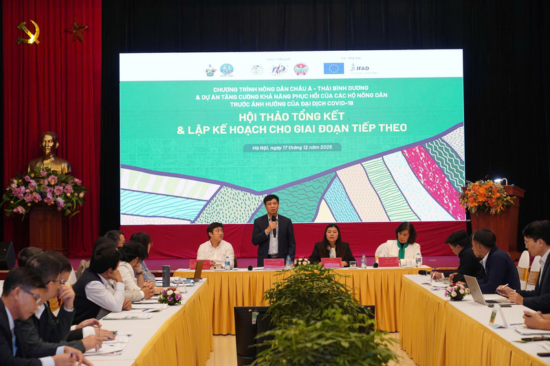 Hội thảo tổng kết Chương trình Nông dân châu Á - Thái Bình Dương (APFP), Dự án tăng cường khả năng phục hồi của các hộ nông dân trước ảnh hưởng của đại dịch Covid-19. Ảnh: Thanh Trà