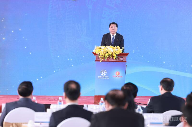 Bộ trưởng Trần Hồng Minh phát biểu tại Lễ khởi công Dự án đầu tư Liên minh Okvip có bao nhiều trang Khu đô thị thể thao Olympic tại xã Thượng Phúc, thành phố Hà Nội.