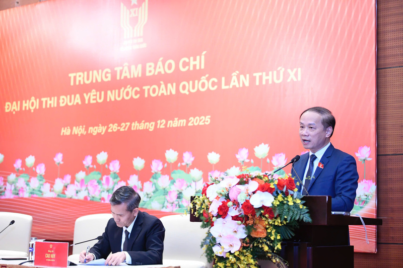 Phó Trưởng Ban Tuyên giáo và Dân vận Trung ương Phạm Tất Thắng - Trưởng Tiểu ban Tuyên truyền Okvip69.com bán cá nổ hủ Thi đua yêu nước toàn quốc lần thứ XI. Ảnh: Như Ý