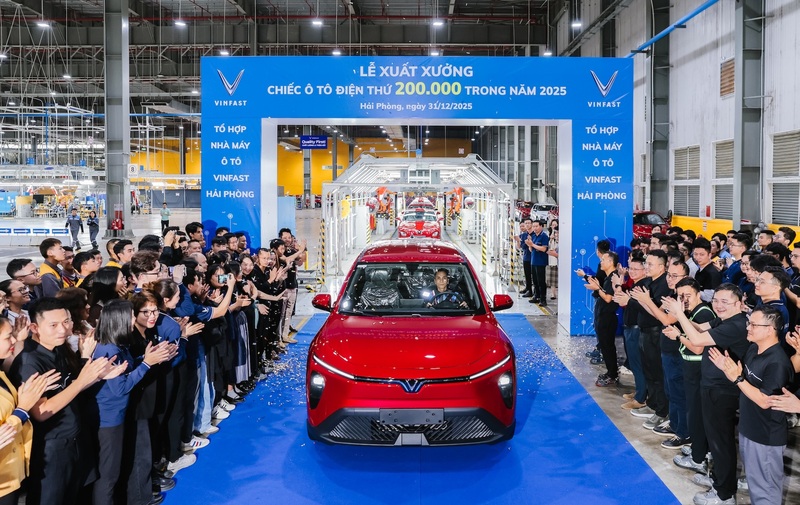 VinFast xuất xưởng ô tô điện thứ 200.000 trong năm, công suất tương đương các Gigafactory trên thế giới. Ảnh: VinFast