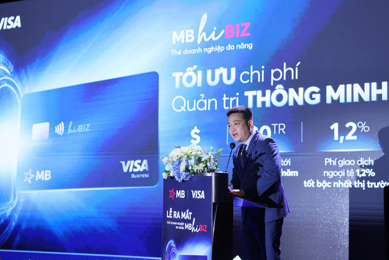 Ông Nguyễn Xuân Cường, Phó giám đốc Khối Ngân hàng số MB phát biểu tại buổi lễ.