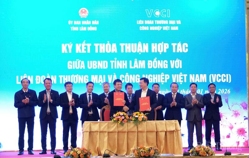 VCCI và tỉnh Lâm Đồng ký kết hợp tác trên 6 lĩnh vực. Ảnh: Minh An