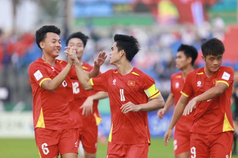 Chiến thắng sau 2 lượt trận giúp U23 Việt Nam có lợi thế lớn để sớm vào vòng Tứ kết U23 châu Á. Ảnh: Ted Trần