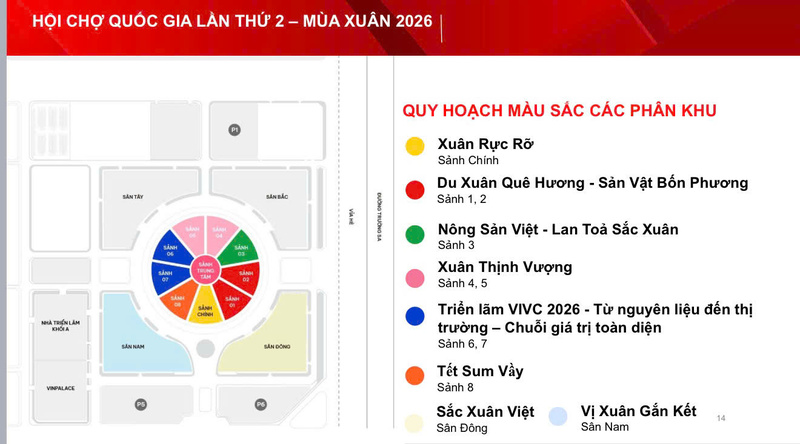 Toàn bộ khu Triển lãm Kim Quy sẽ được sử dụng để tổ chức hội chợ, với 10 sảnh trưng bày, mỗi sảnh rộng khoảng 10.000 m², đủ để bố trí khoảng 3.000 gian hàng tiêu chuẩn.